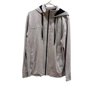 Tommy John Hoodie Mens Large Gray Full Zip Pima Cotton Stretch Hooded Jacket